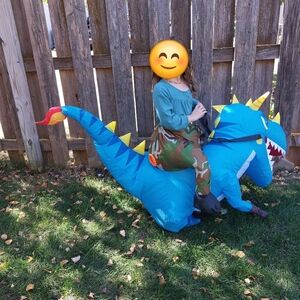 Inflatible Blue Dinosaur Costume Youth One Size Halloween